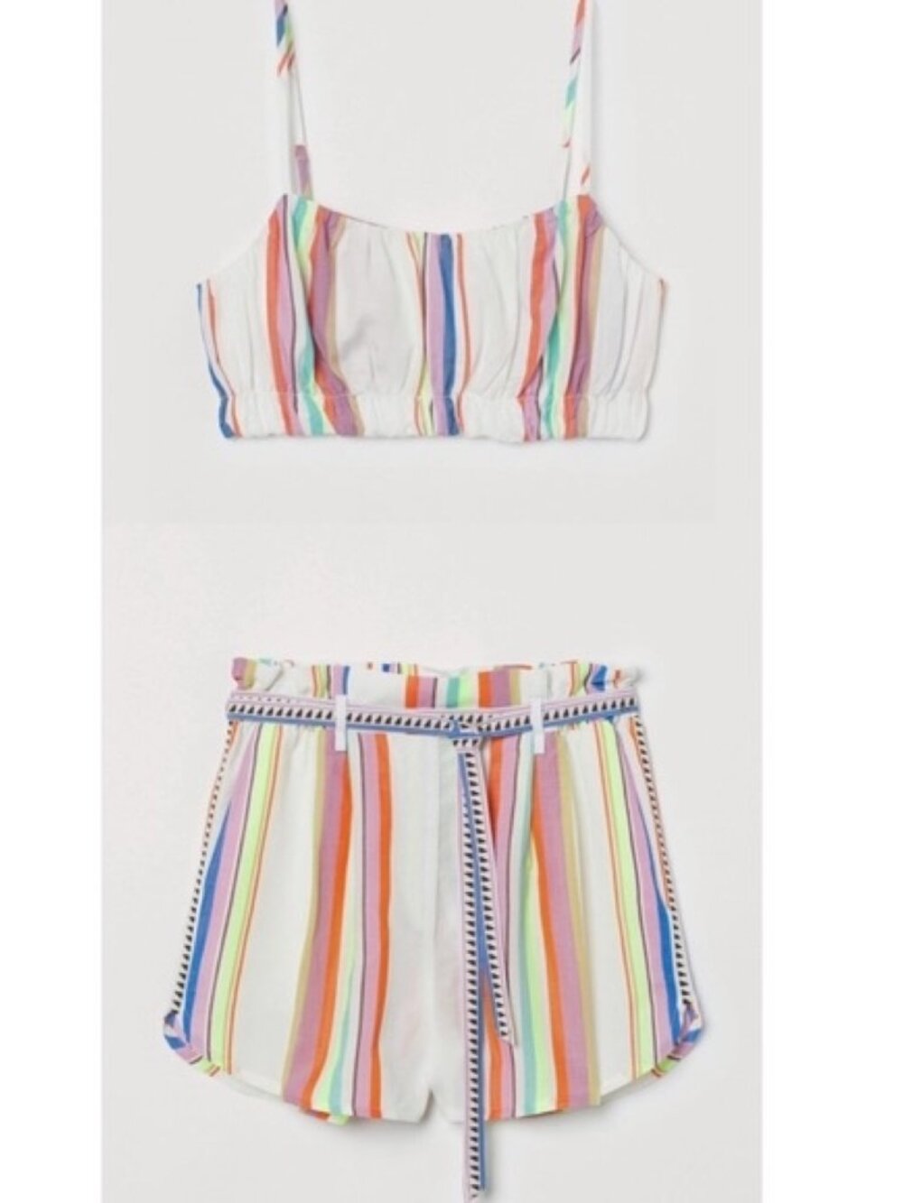 lemlem x H&M Striped Crop Top & Paperbag Shorts Set Top M Shorts S